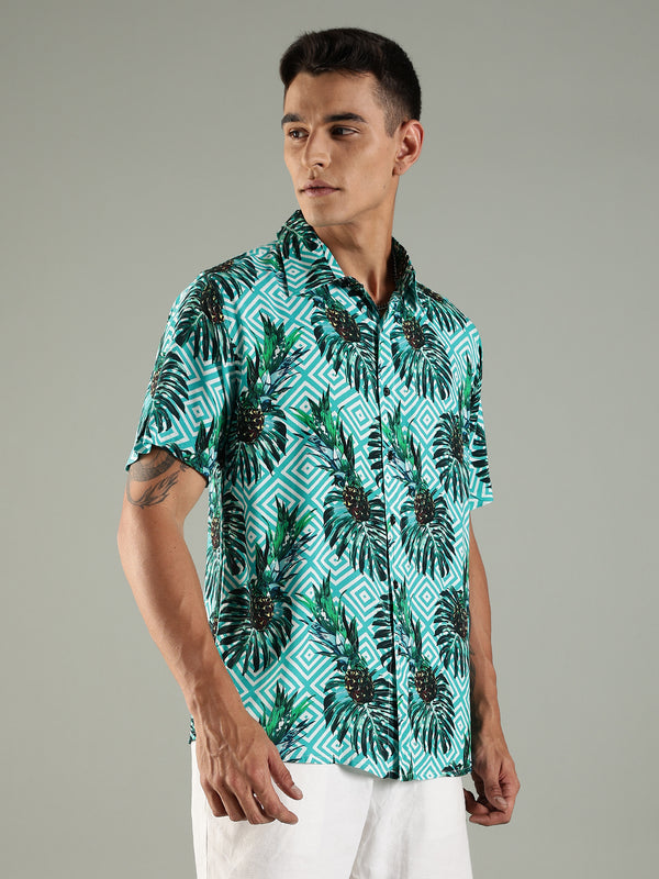 Tropic Maze Relaxed Fit Half Sleeves Printed Shirt